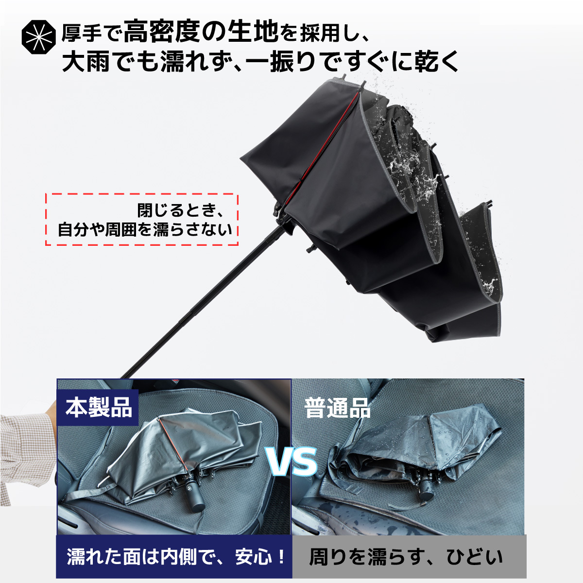 Ultra SmartCover 大判 逆折り式 折りたたみ傘 ワンタッチ自動開閉 晴雨兼用傘 メンズ傘 遮光率100% 梅雨対策 台風対応 豪雨対応
