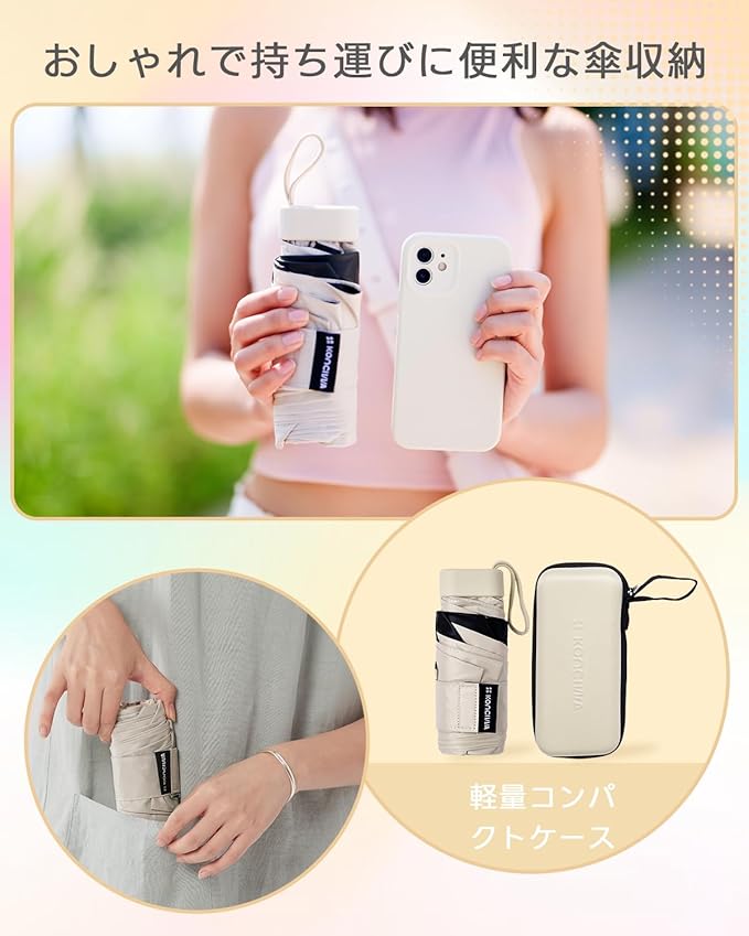 日傘 軽量 5段式 折りたたみ日傘 超軽量  UVカット率 100% 完全遮光 遮熱 折りたたみ傘レーディス,可愛い 折り畳み 傘,携帯 傘
