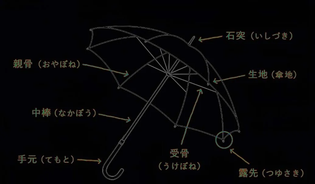 傘について-傘の構造・名称-（まめ知識） – KONCIWA