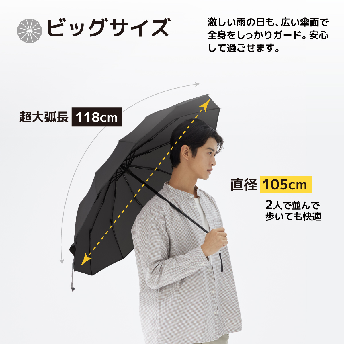 超大サイズ・8本骨 折りたたみ傘 ワンタッチ 自動開閉 380g 晴雨兼用メンズ 超大サイズ・8本骨 折りたたみ傘 ワンタッチ 自動開閉 380g 晴雨兼用