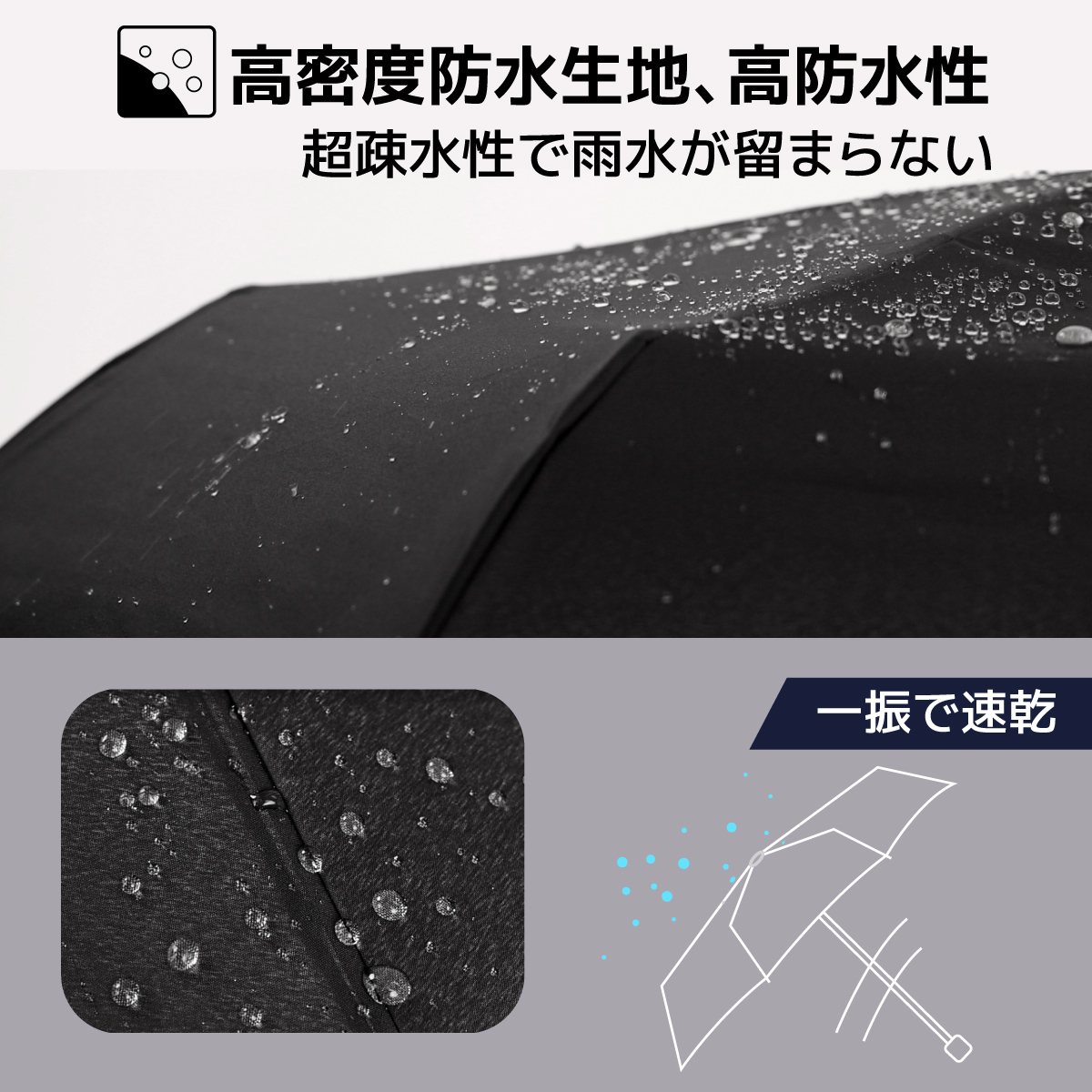 折りたたみ 傘 軽い,高密度防水生地,撥水性抜群