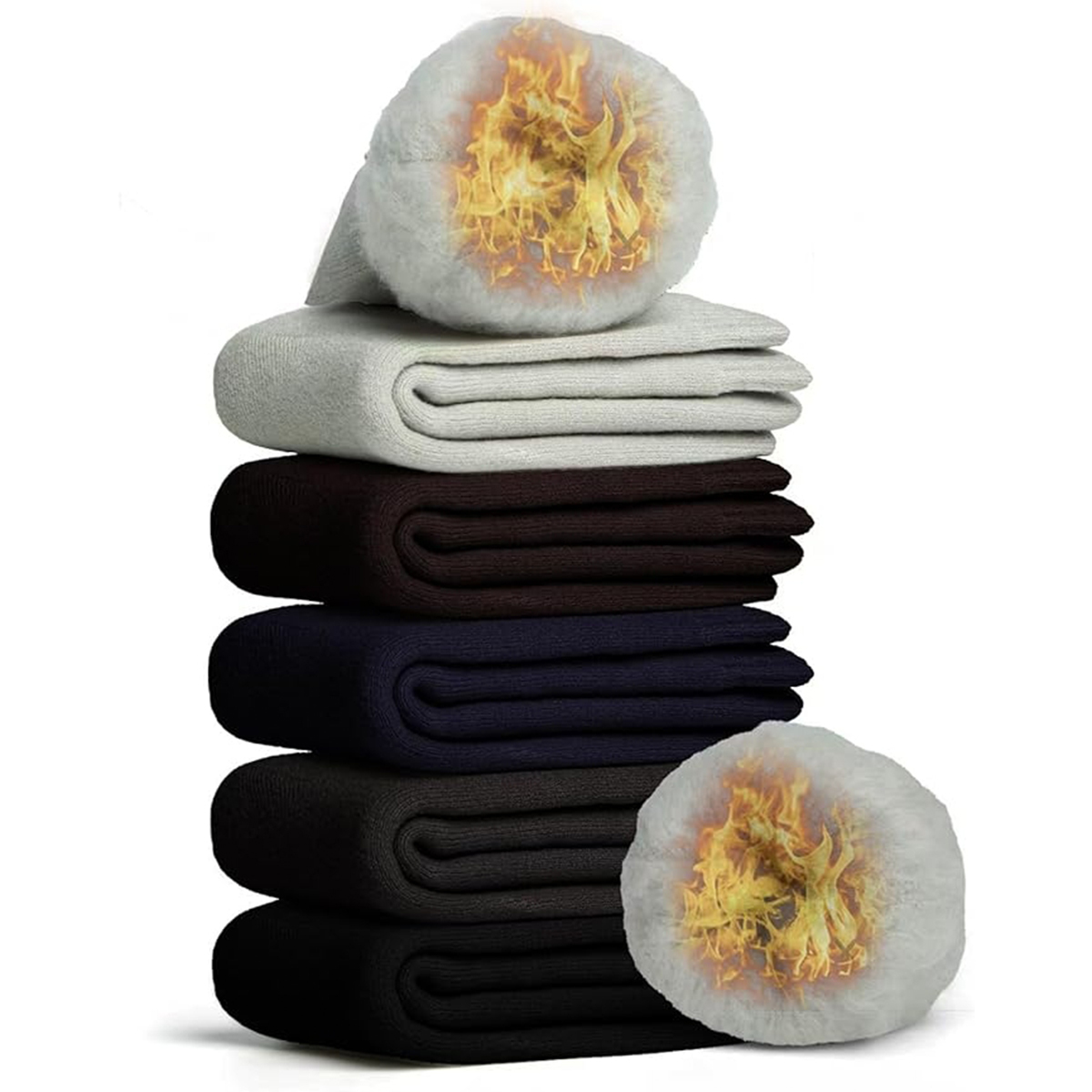 靴下 メンズ 冬 厚手【極暖38℃恒温・極厚裏パイル・ウール素材・360°蓄熱】 ソックス ウールソックス 防寒 保温 消臭 耐久性 伸縮性 室内 アウトドア 登山 キャンプ 24-28㎝ 3足-5足セット