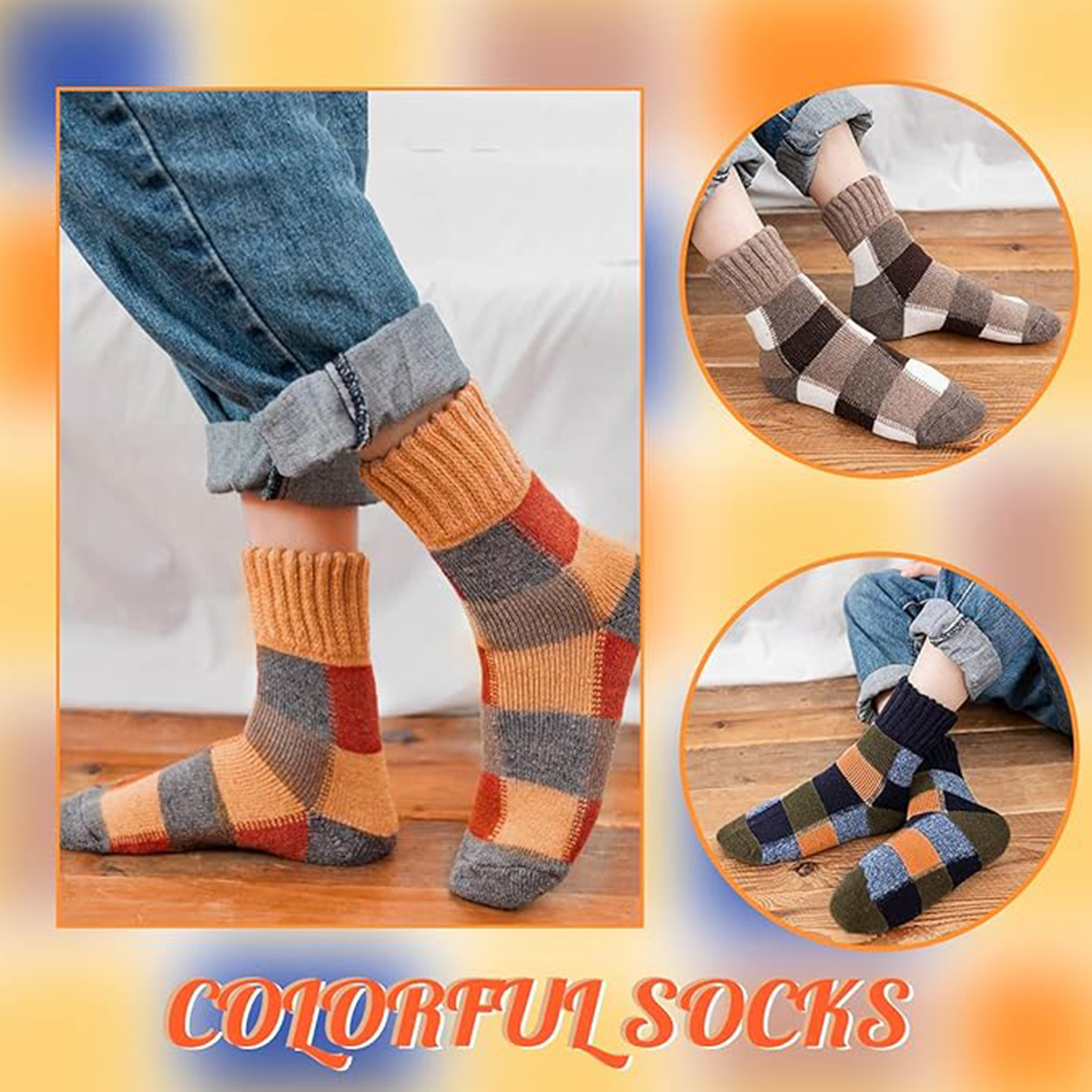 靴下 メンズ 冬 厚手 防寒 あったか温暖力 スキー 足底クッション編み くつした 綿 吸汗 防臭 抗菌 靴下 アウトドア 5足セット24-28cm