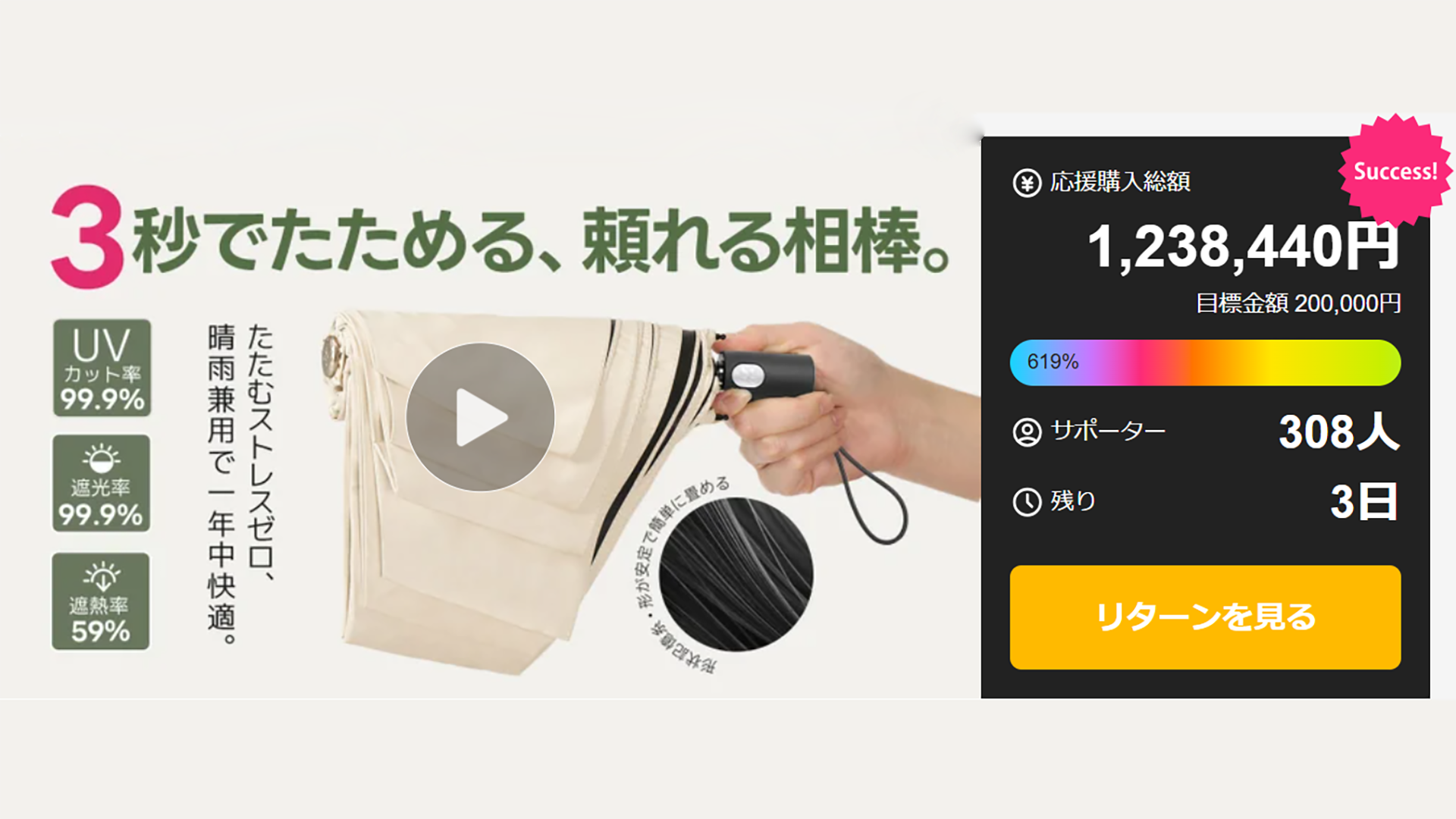 終了まであと3日！619％達成の勢いでラストスパート！-KONCIWA