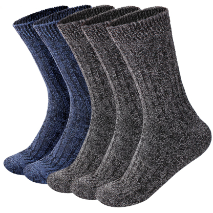 靴下 メンズ 秋冬 中厚手 防寒 あったか温暖力 スキー ヒートテック 足底クッション編み くつした 綿 吸汗 防臭 抗菌 靴下 アウトドア 5足セット24-28cm