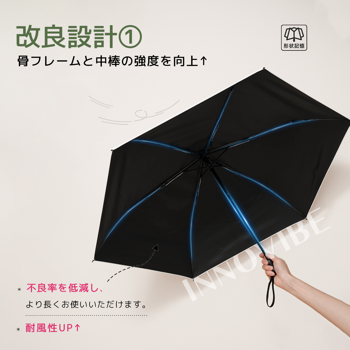 与田祐希×次世代日傘 MFU1S AIR】1秒収納 形状記憶 日傘 完全遮光 200g