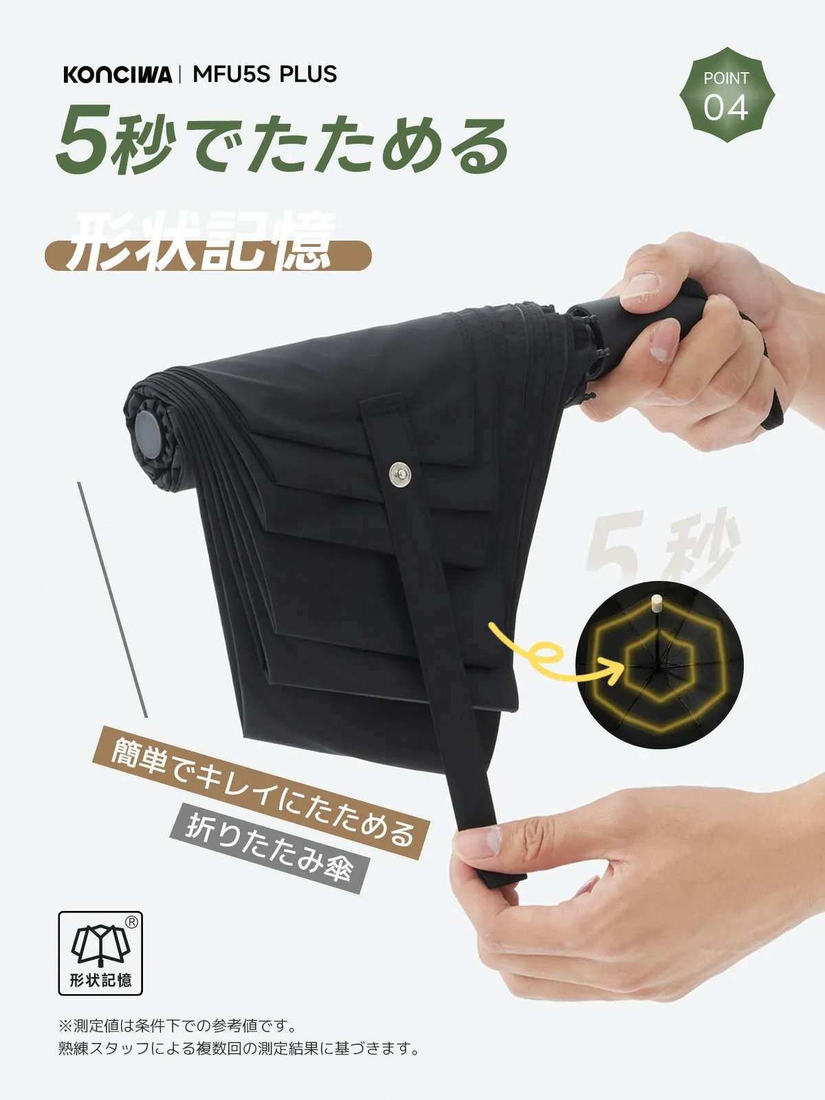 MFU5S PLUS メンズ向け ビッグサイズ100cm 8本骨 形状記憶 完全遮光折りたたみ日傘