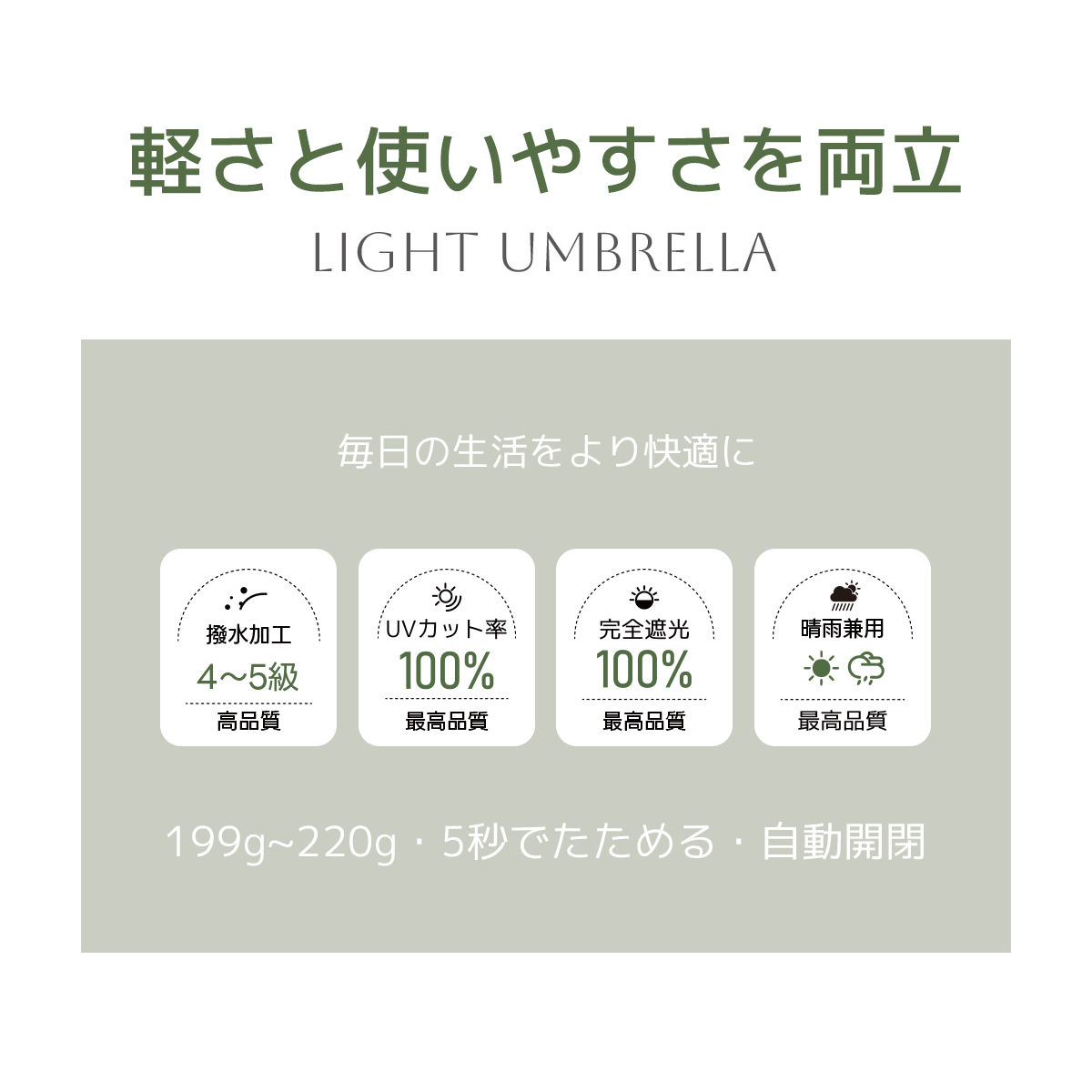 MFU5S AIR 最軽量 6本骨 90cm 形状記憶折りたたみ傘