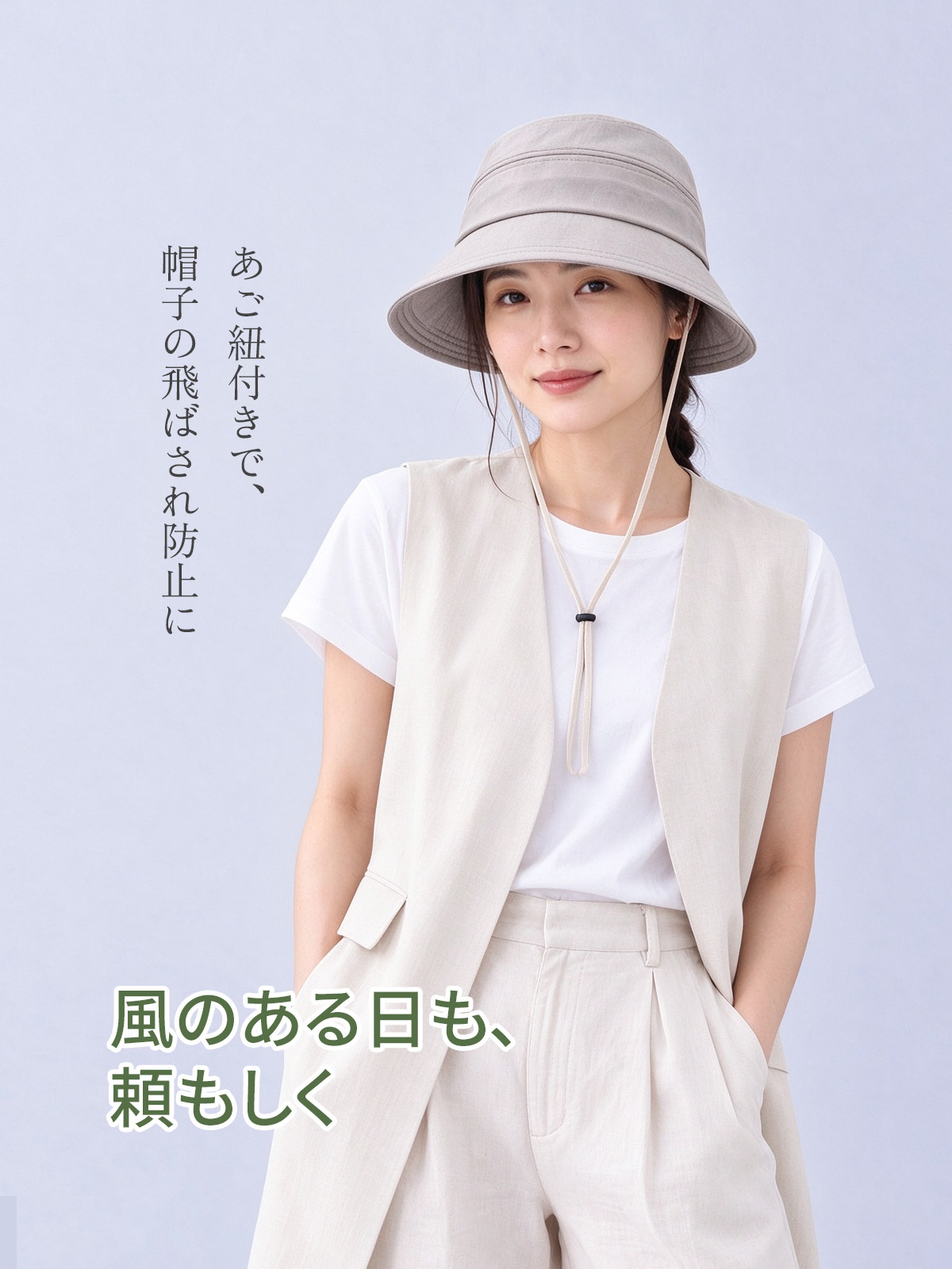 リボン付きバケットハット