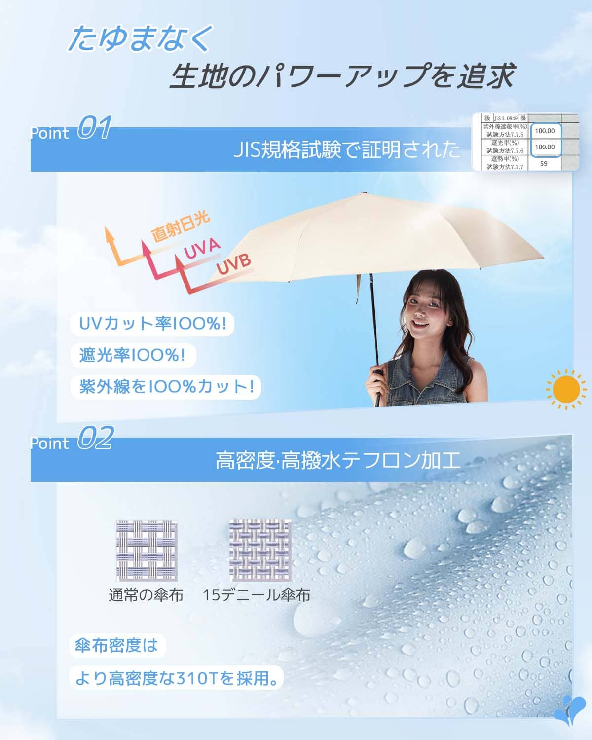 日焼け防止対策として、紫外線を完全にカットします。折り畳み 傘 自動 開閉,傘 自動 開閉,スリム 折りたたみ 傘
