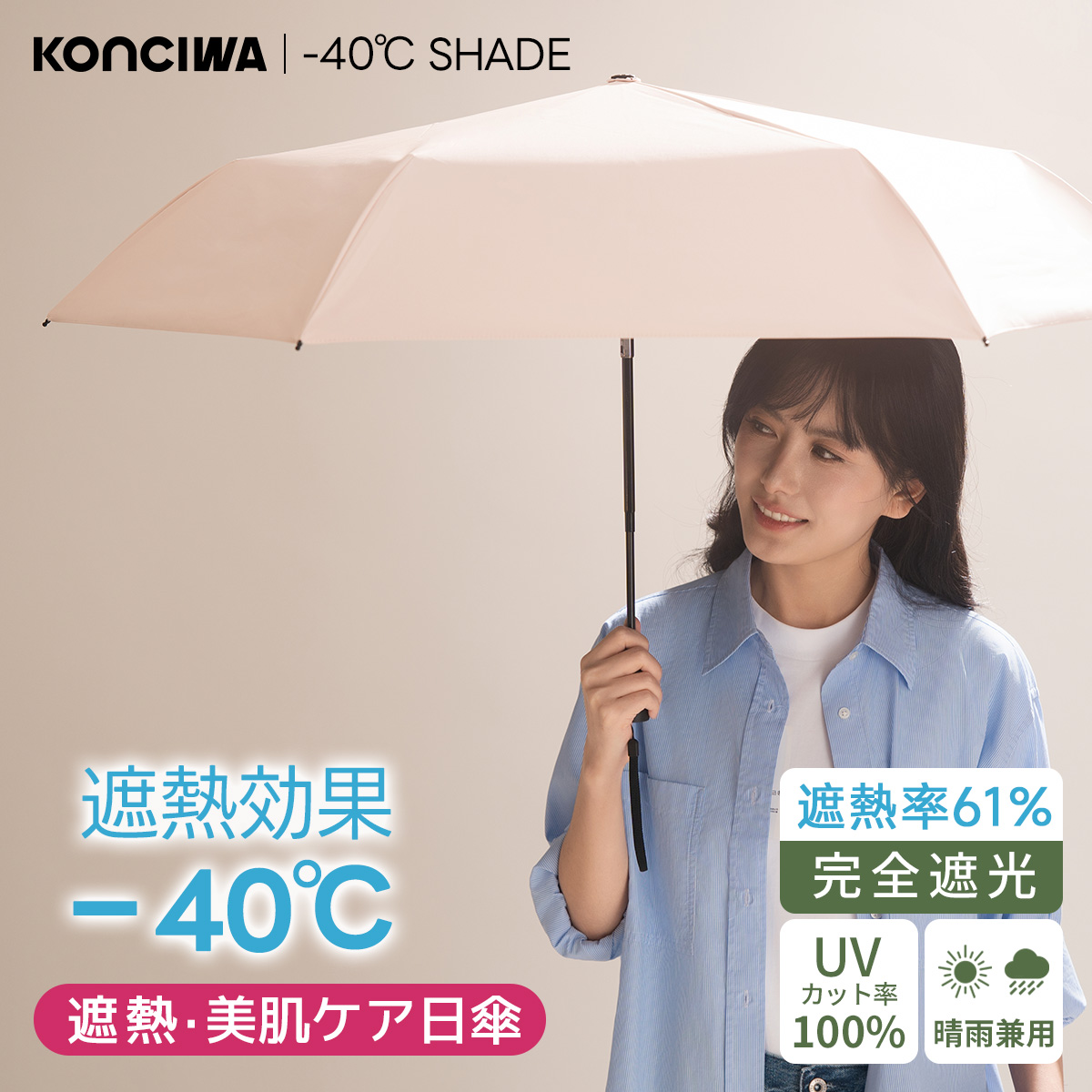 KONCIWA SHADE+遮熱日傘の使用イメージ