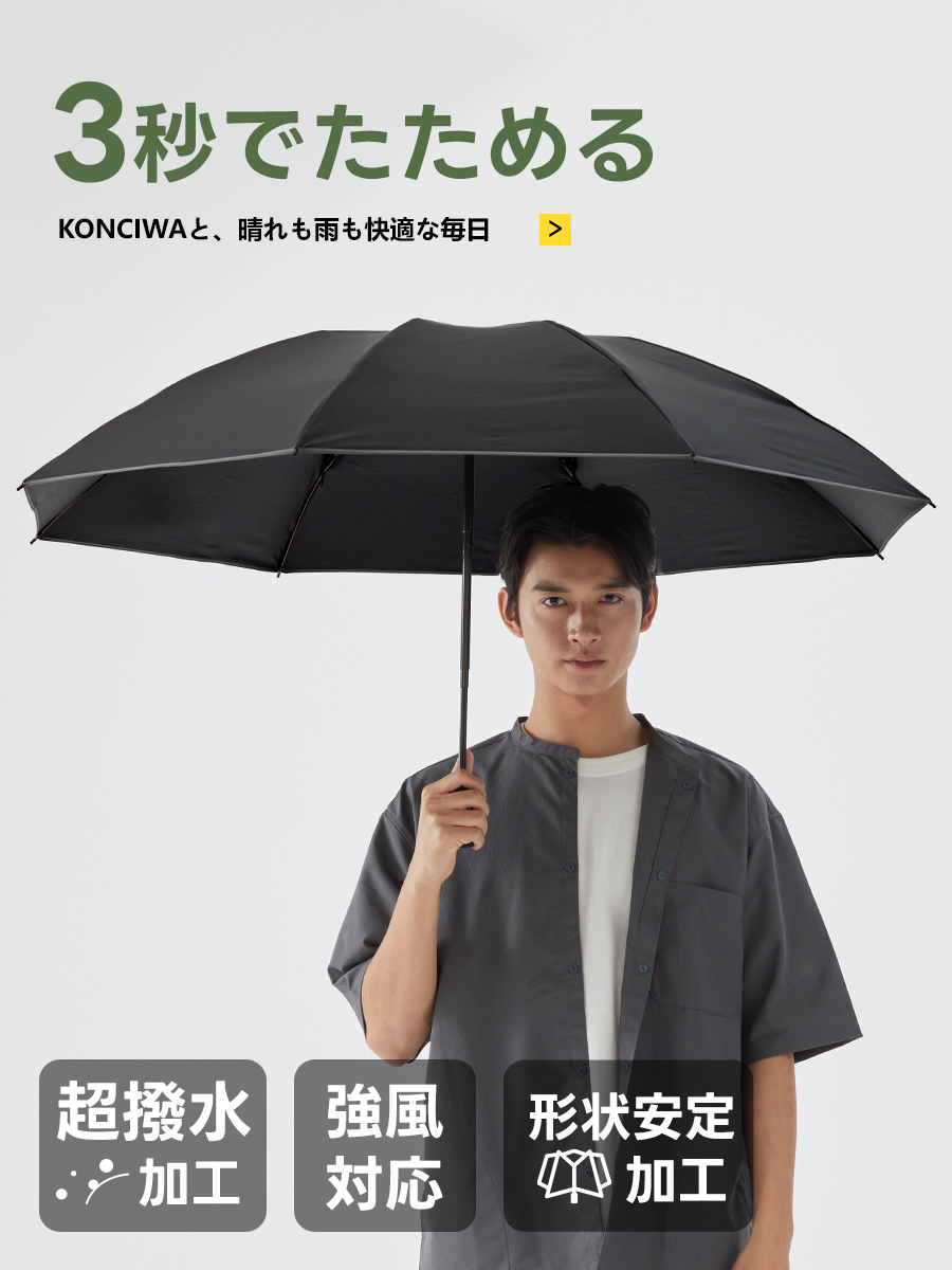 折りたたみ傘 晴雨兼用 雨傘-KONCIWA