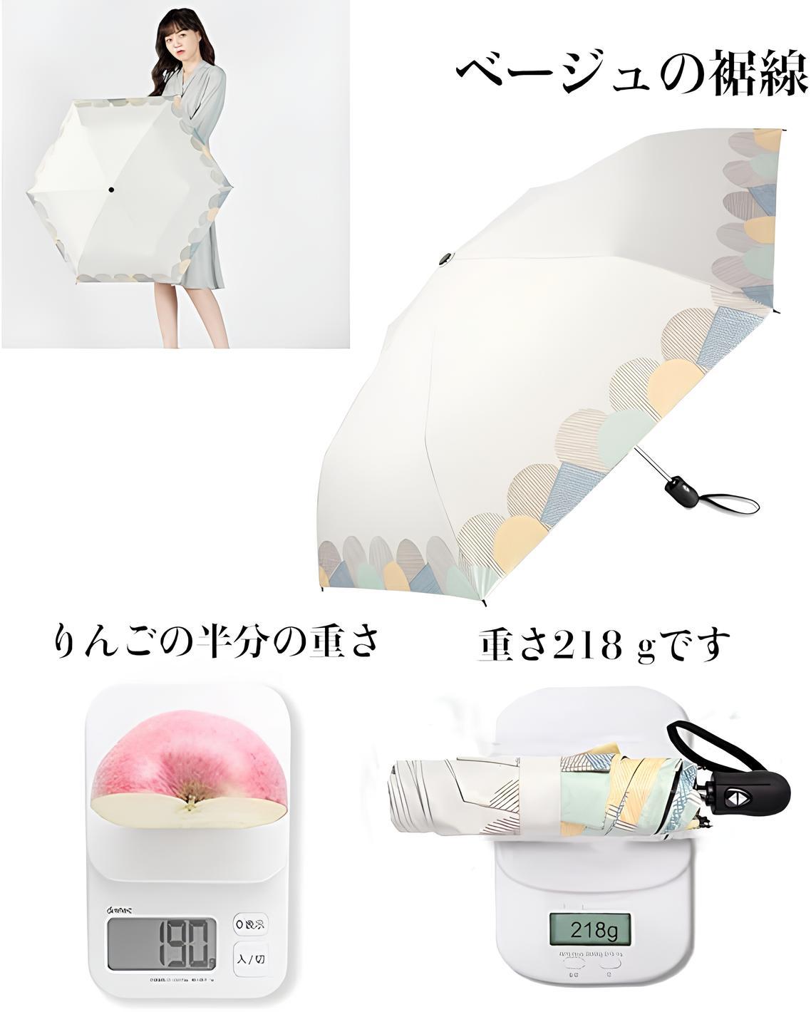 FLOWER Pattern 日傘 傘柄あり 超軽量 ワンタッチ 自動開閉 折り畳み日傘 遮光率100%遮光 遮熱 UVカット 折りたたみ傘 晴雨兼用