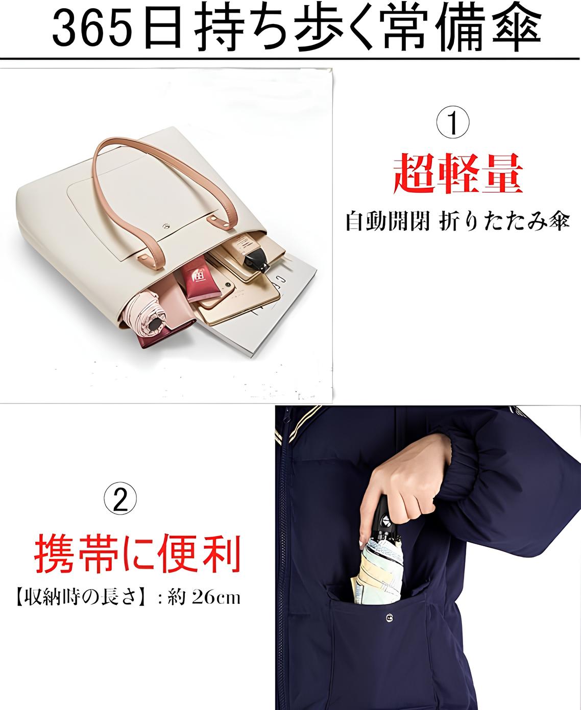FLOWER Pattern 日傘 傘柄あり 超軽量 ワンタッチ 自動開閉