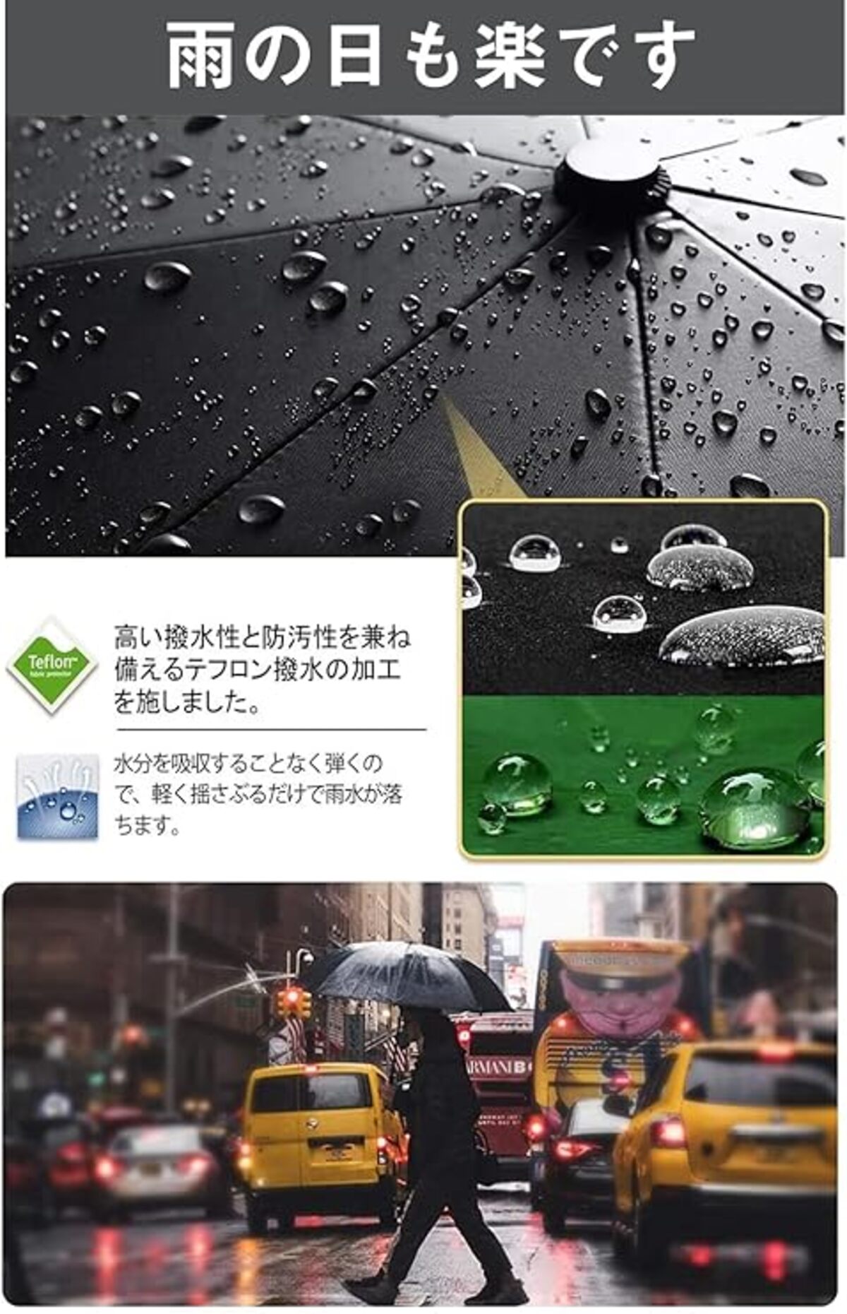 Ultra Reflective 折り畳み傘 12本骨 軽量290g 高撥水 安全反射材 丈夫なグラスファイバー骨