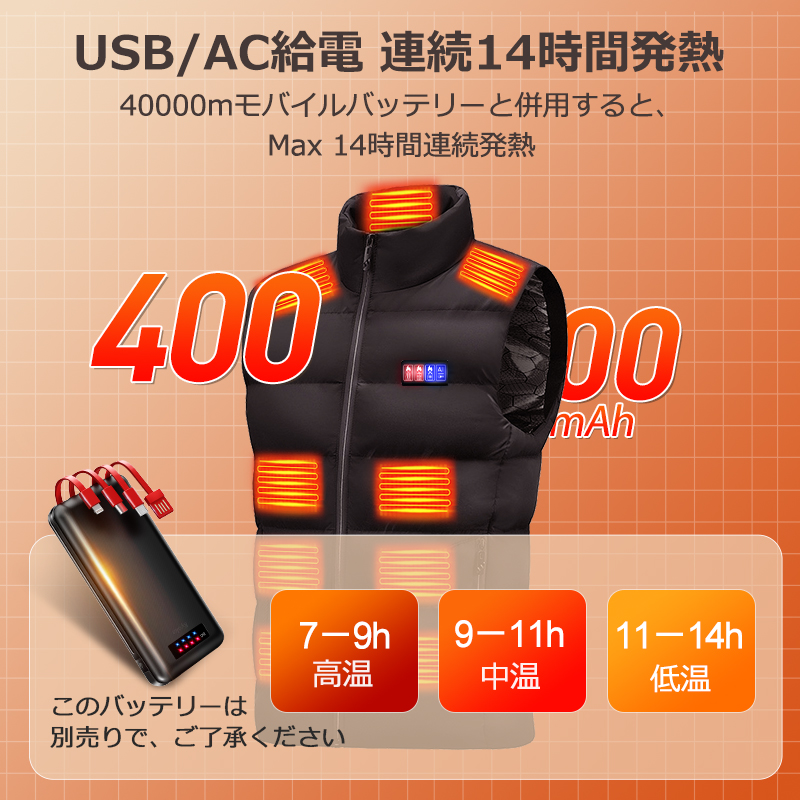 A23電熱ベスト+バッテリー