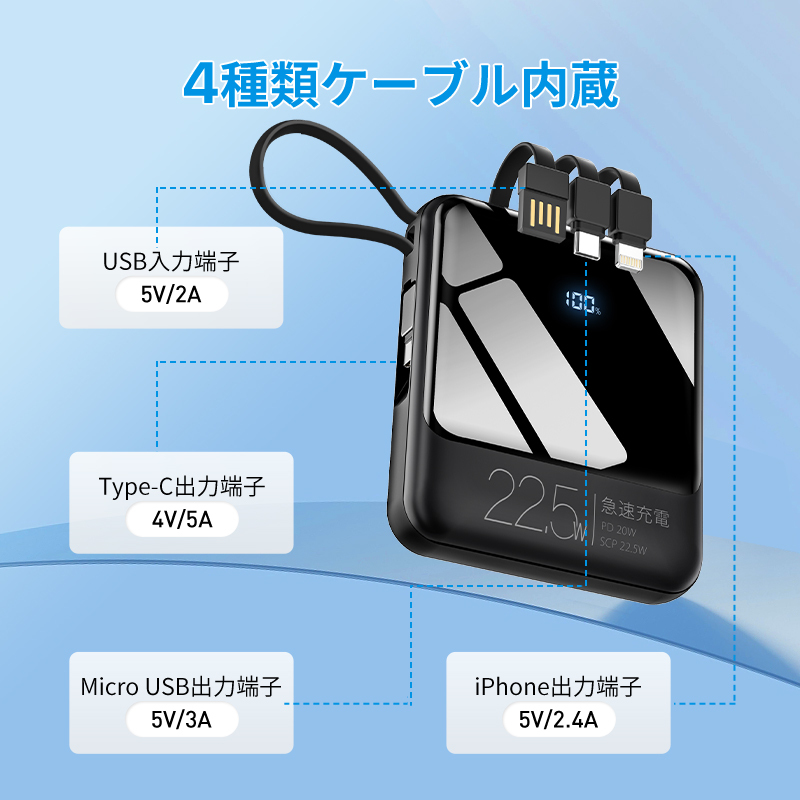 X146モバイルバッテリー 小型 22800mAh