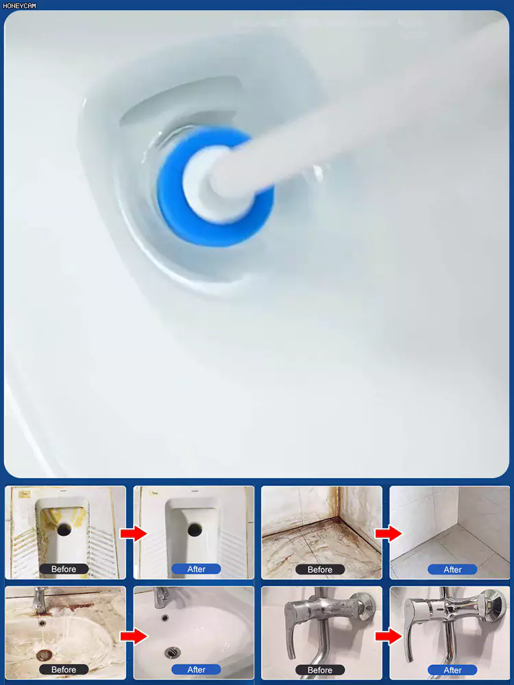 Clean hands no mess interchangeable brush head toilet brush set