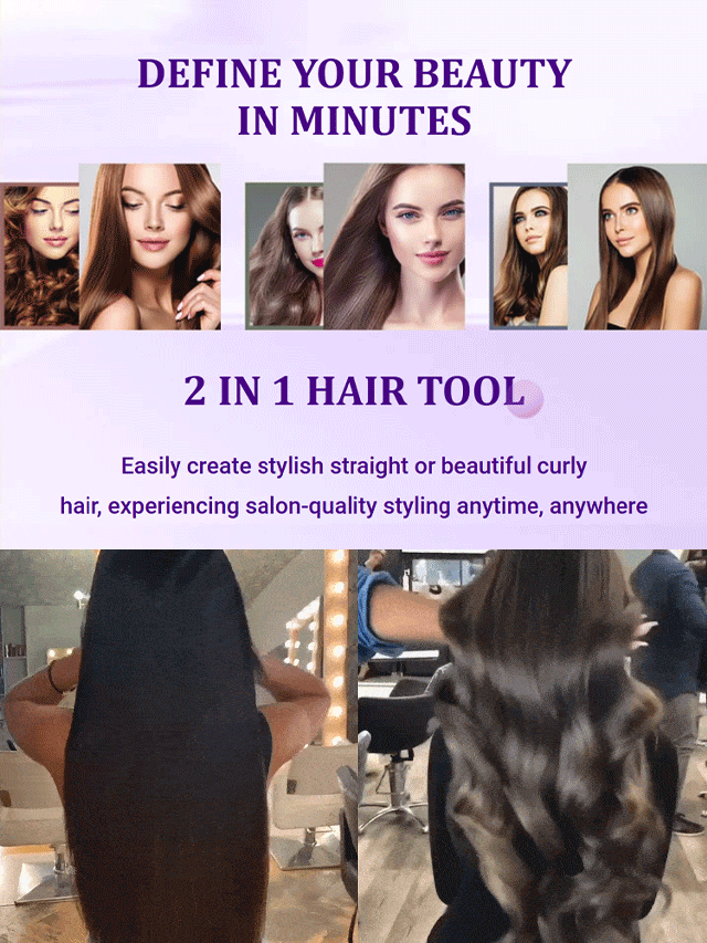 【Use anywhere】Portable 2-in-1 straight and curly curling iron