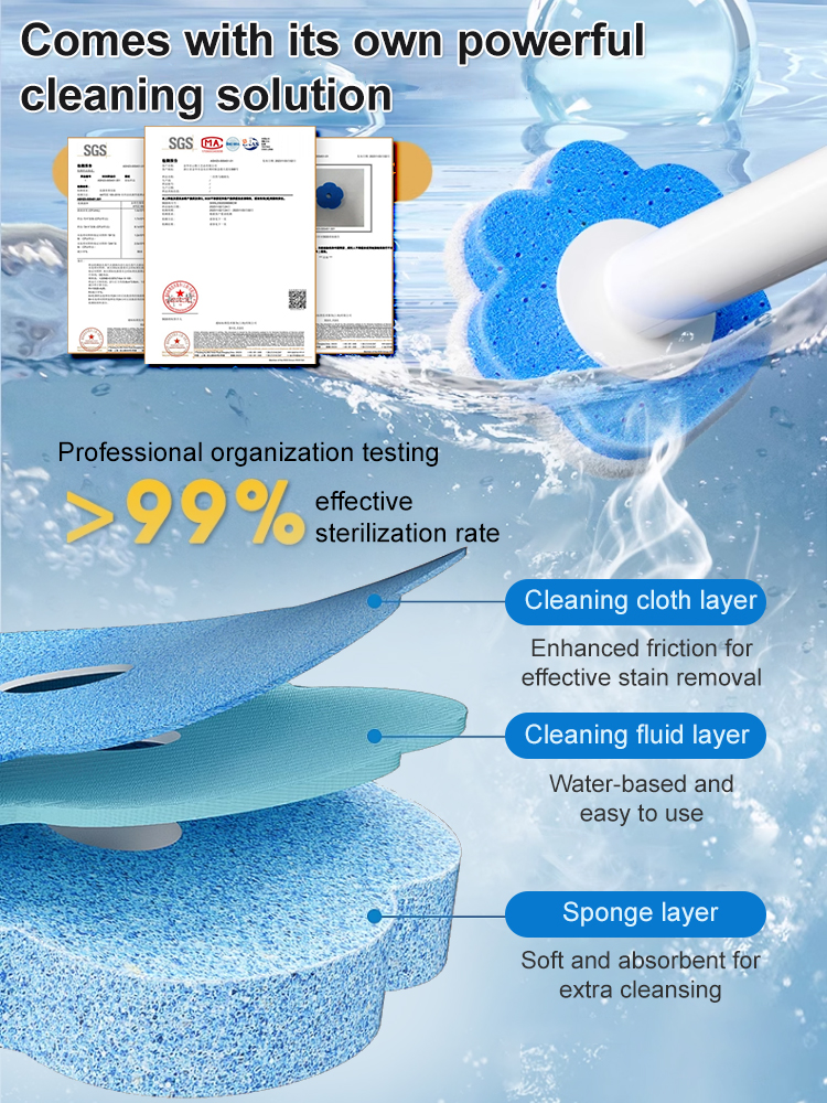 Clean hands no mess interchangeable brush head toilet brush set