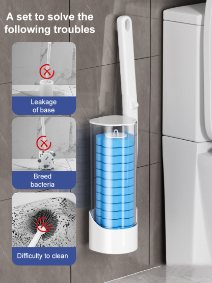 Clean hands no mess interchangeable brush head toilet brush set