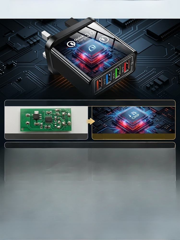 Four-Port Travel Charger for Extended Phone Battery Life