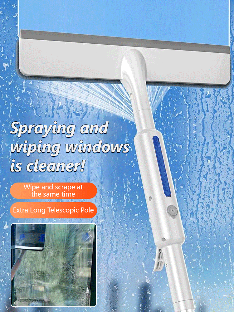 Extended Spraying Double-Sided Glass Cleaner Squeegee