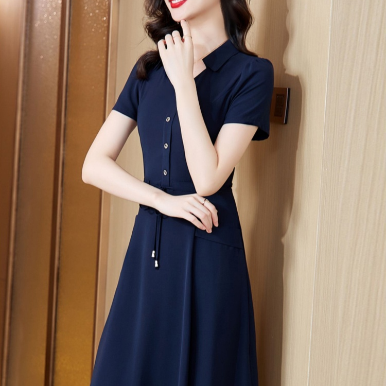 Waist-in and belly covering slimming A-line dress for woman