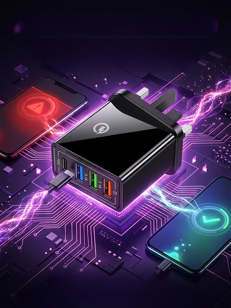 Four-Port Travel Charger for Extended Phone Battery Life