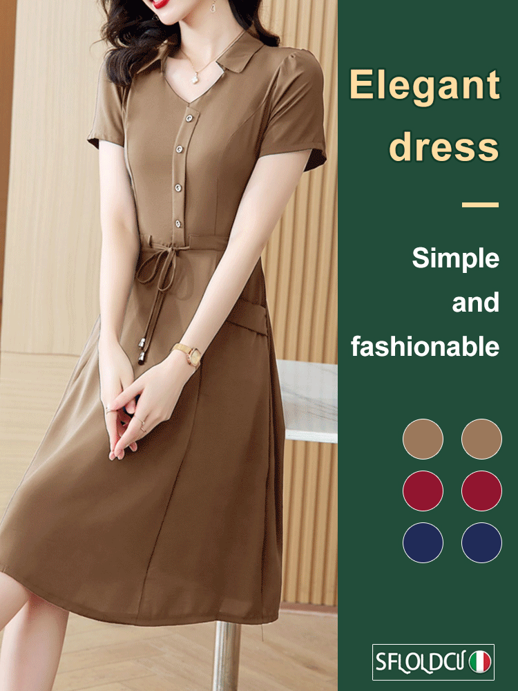 Waist-in and belly covering slimming A-line dress for woman