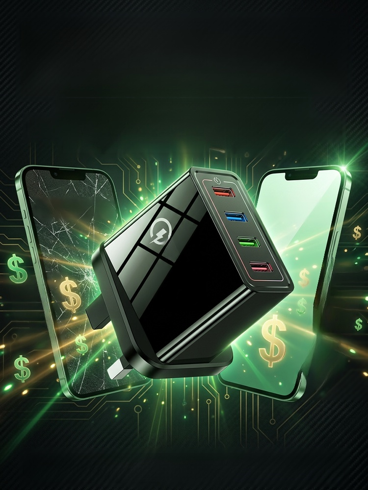 Four-Port Travel Charger for Extended Phone Battery Life