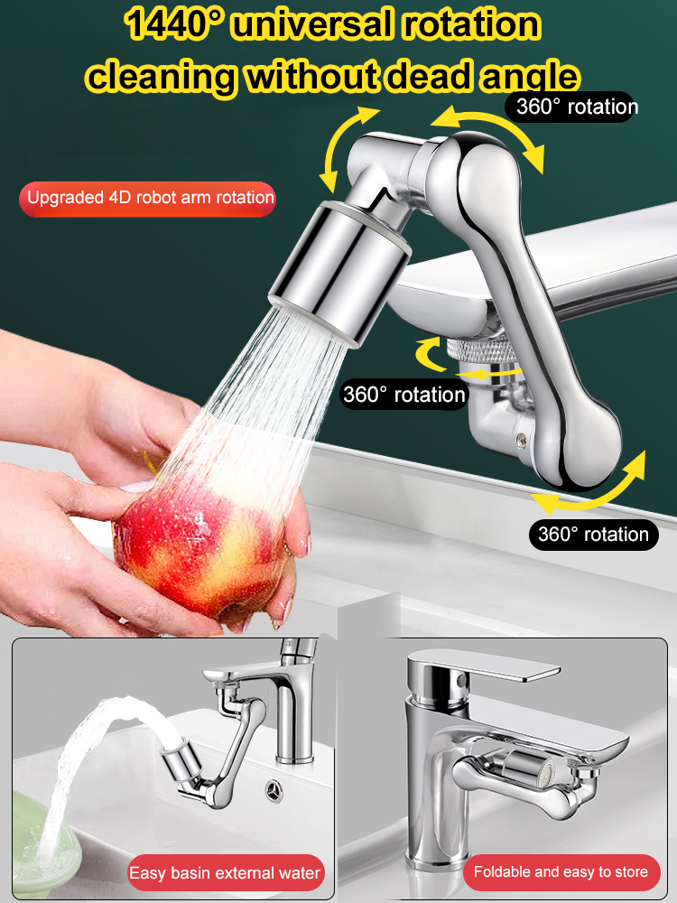 [Multi-function mechanical arm extension and rotation] Splash-proof faucet