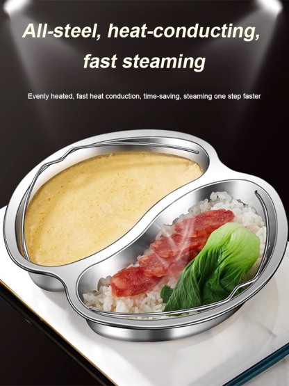 304 Stainless Steel Multi-Purpose Steamer Tray with Carrying HandleDouble Compartment Steamer Tray
