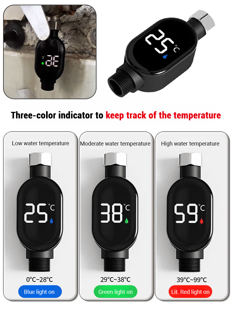 【0 electricity bill】Shower head LED temperature display