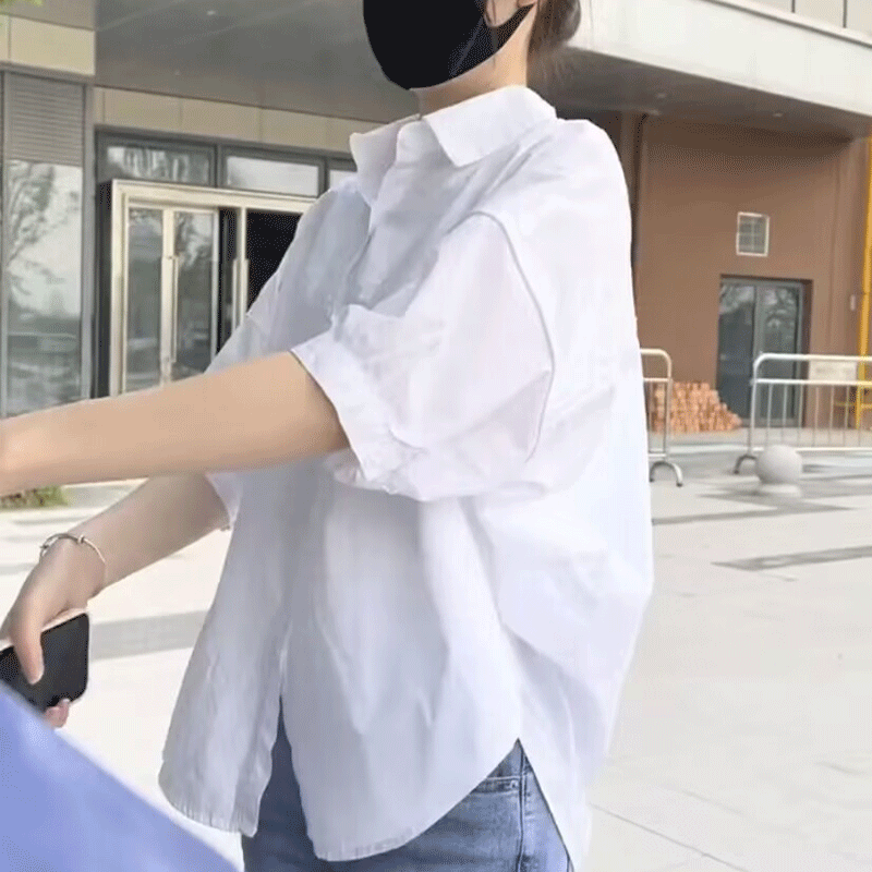 Loose slimming thin white shirt for women