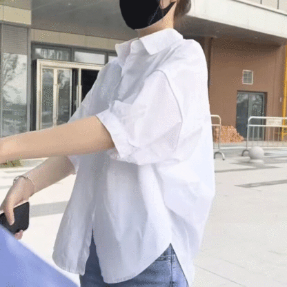 Loose slimming thin white shirt for women