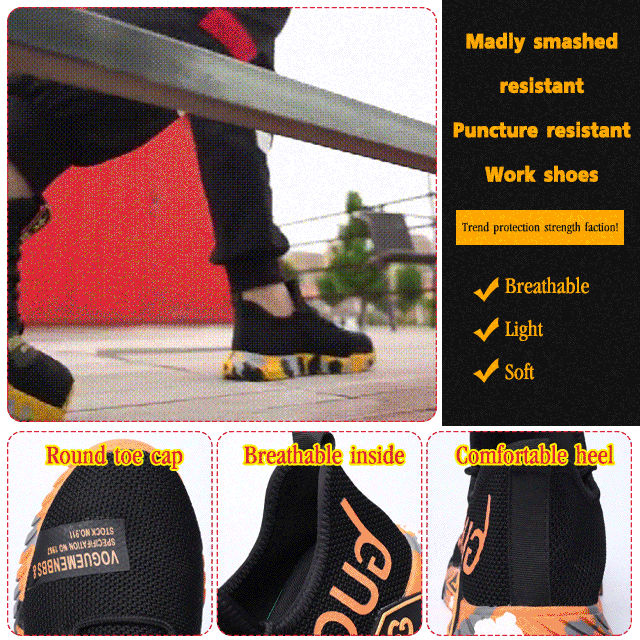 Anti-smashing and Anti-puncture Work Shoes，breathable and will not make your feet tired