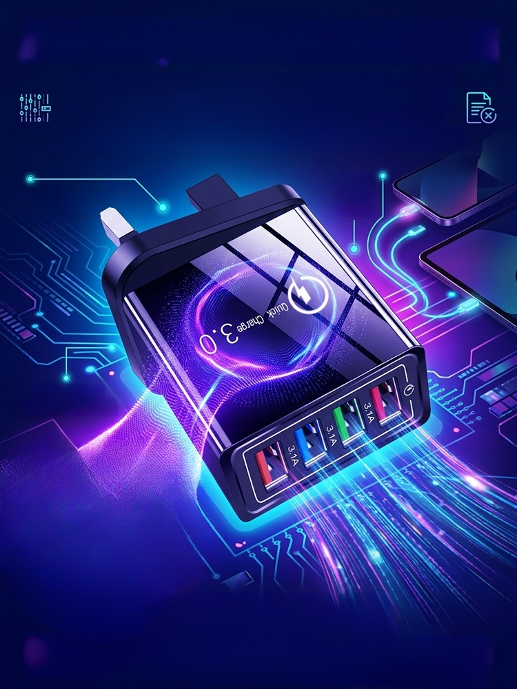 Four-Port Travel Charger for Extended Phone Battery Life