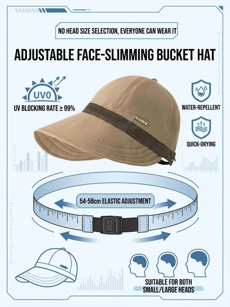 Adjustable face-slimming fisherman hat