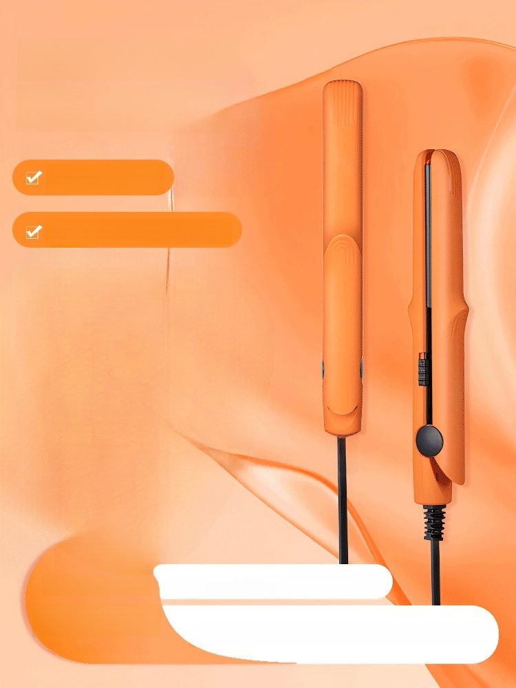 Mini ceramic hair straightener with constant temperature care, portable and space-saving, straightens and curls hair with just one click