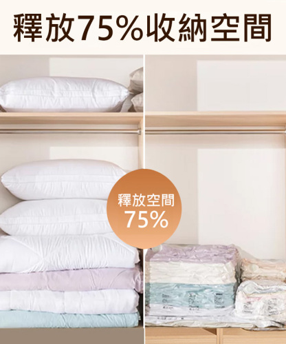 防潮防黴加厚免抽氣3D立體真空壓縮袋，釋放75%的空間