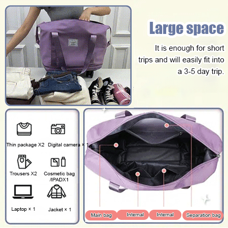 Large capacity universal wheel waterproof dry wet separation travel bag