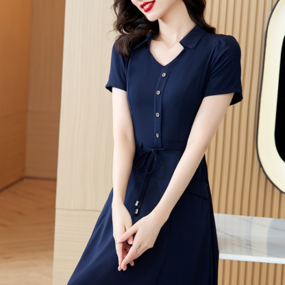 Waist-in and belly covering slimming A-line dress for woman