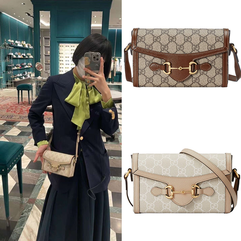 GUCCI 古馳 699296 1955 Horsebit 橫式PVC 防水布手機包 斜挎包 肩背包