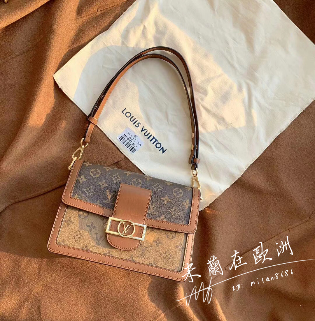 LV 路易威登 DAUPHINE 達芙妮 老花拼皮 單肩包 斜挎包M45959 M45958迷你/中號