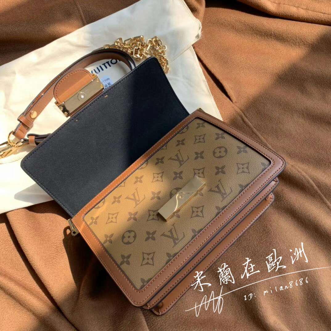LV 路易威登 DAUPHINE 達芙妮 老花拼皮 單肩包 斜挎包M45959 M45958迷你/中號