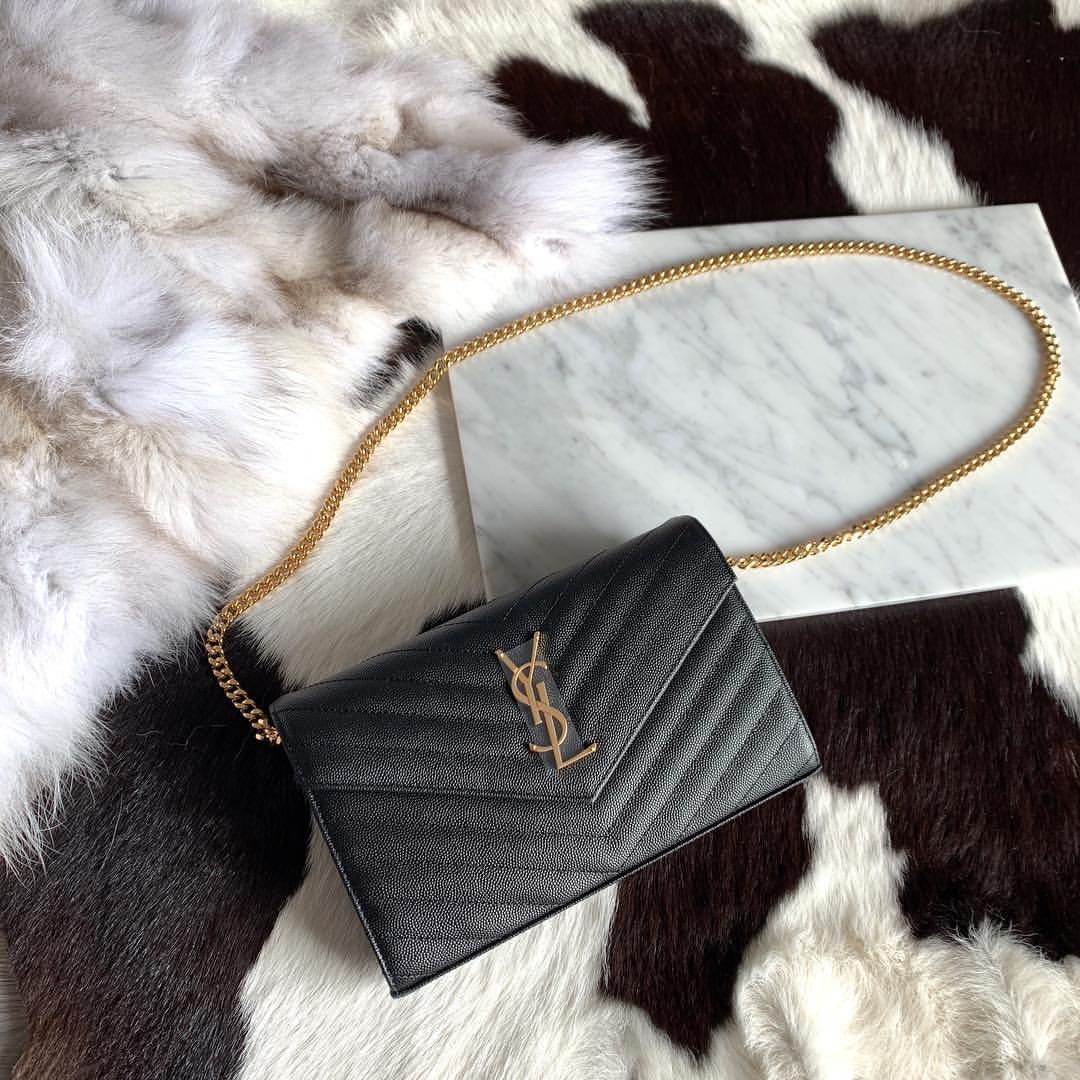 YVES SAINT LAURENT 聖羅蘭 YSL WOC 魚子醬 金扣 鏈條包 肩背 斜挎包 側背包