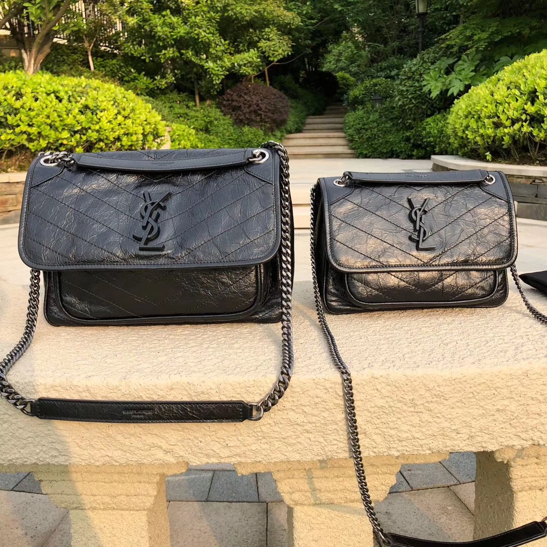 YVES SAINT LAURENT 聖羅蘭 YSL niki 中號 油蠟皮 流浪包 肩背 斜挎包 側背包 6331580