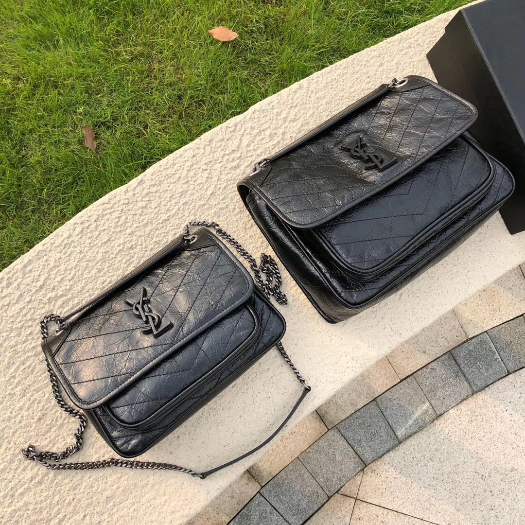 YVES SAINT LAURENT 聖羅蘭 YSL niki 中號 油蠟皮 流浪包 肩背 斜挎包 側背包 6331580