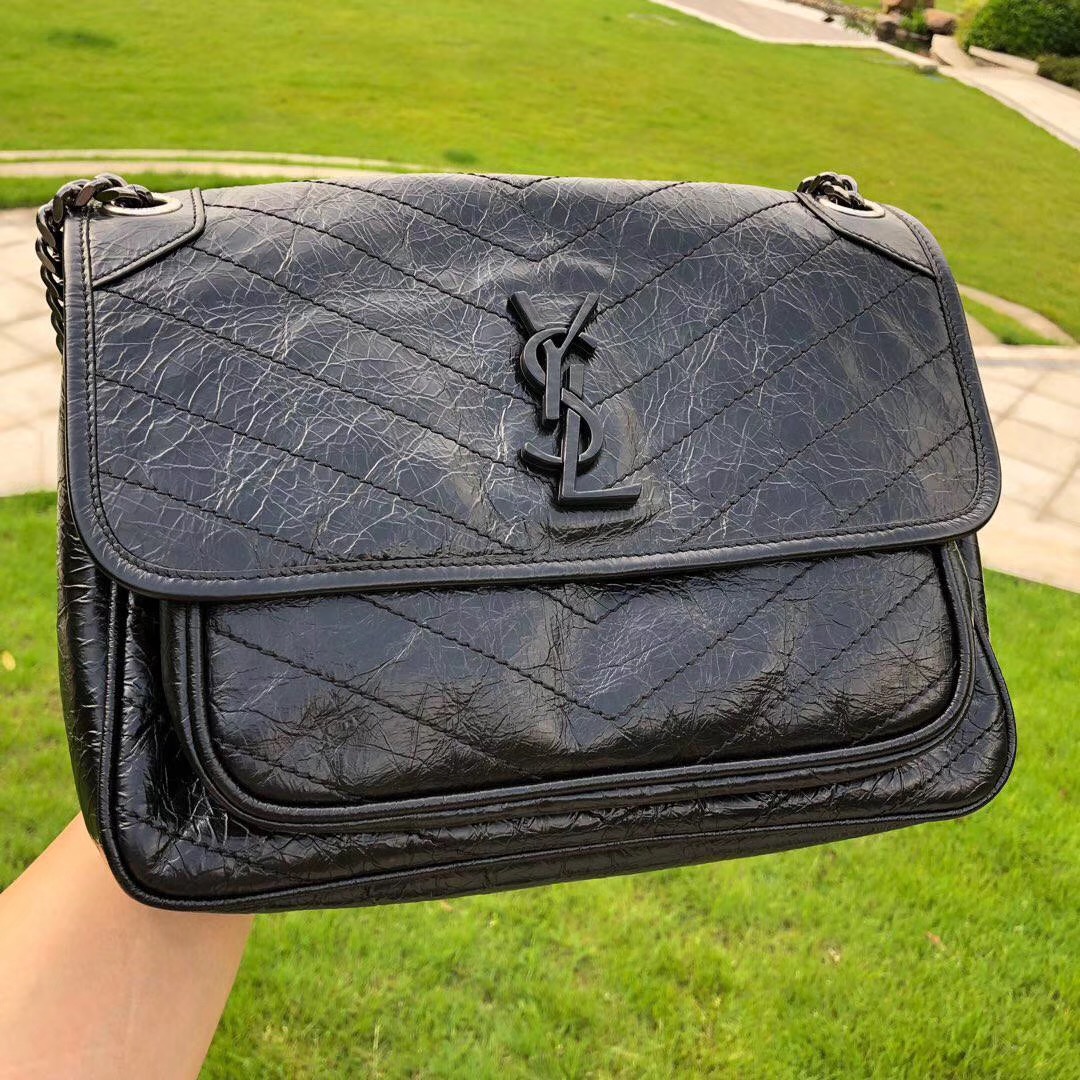 YVES SAINT LAURENT 聖羅蘭 YSL niki 中號 油蠟皮 流浪包 肩背 斜挎包 側背包 6331580